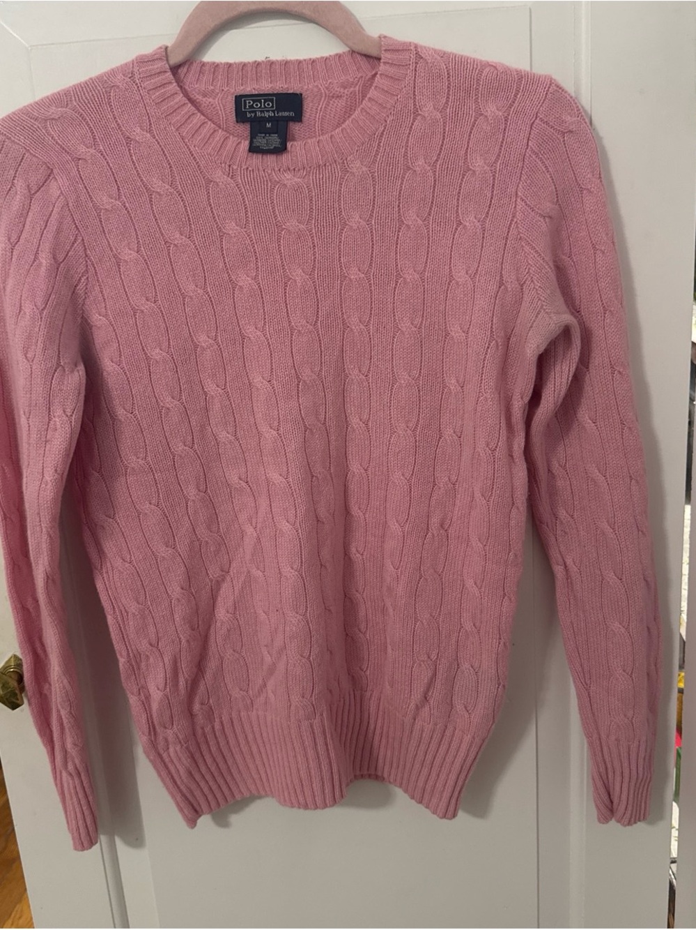 Ralph Lauren Pink Cable-Knit Crewneck Sweater